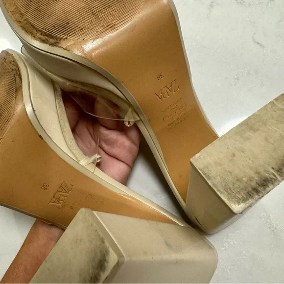 Zara Ivory PVC Platform Sandals - Picture 7 of 8
